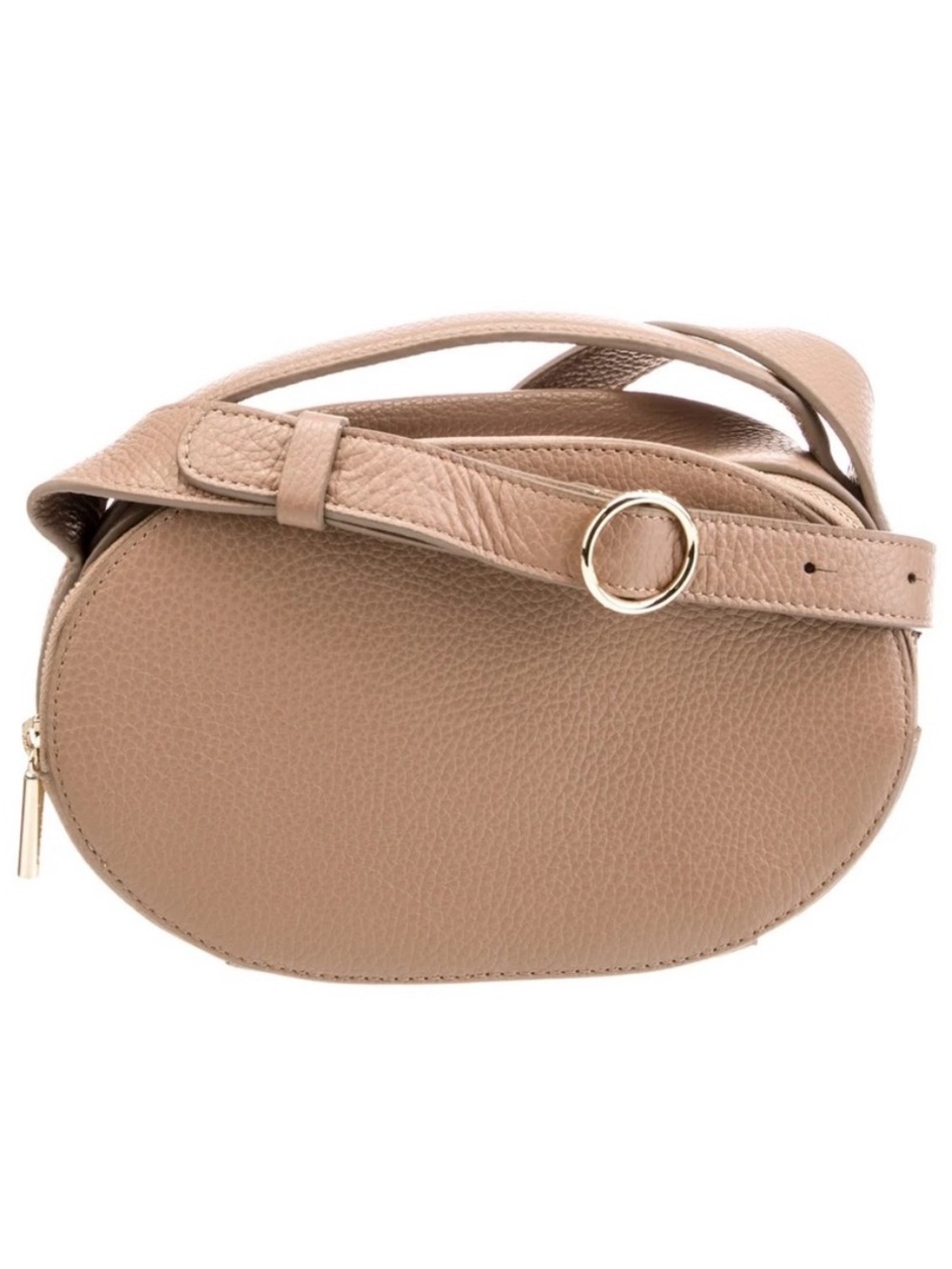 Cuyana Pebbled Leather Oval Crossbody Bag cappuccino tan